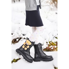 Kiko Kids 450 Ayıcıklı Fermuarlı Kız Çocuk Günlük Bot Ayakkabı