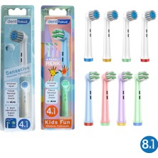 Denthauz Kombo Set Sensetive + Kids Fun Yumuşak Oral-B Uyumlu Yedek Diş Fırçası Başlıkları