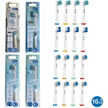 Denthauz Dev Set 16 Adet  Sensetive + x Cross + 3D Maxcare Oral-B Uyumlu Yedek Diş Fırçası Başlıkları