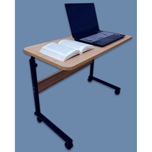 Montesev Yükseklik Ayarlı Laptop Sehpası ve Çalışma Masası - Atlantik Çam Tekerli 80X40 Oval Kenar