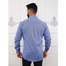 Akşahin Collection BUZ MAVİ PAMUKLU REGULAR FİT DÖRT MEVSİM HEDİYE KUTULU UZUN KOLLU ERKEK GÖMLEK