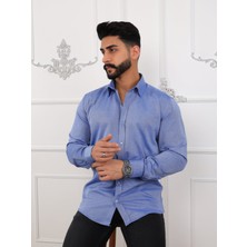 Akşahin Collection BUZ MAVİ PAMUKLU REGULAR FİT DÖRT MEVSİM HEDİYE KUTULU UZUN KOLLU ERKEK GÖMLEK