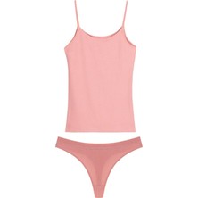 Şahtan Pamuklu Fitilli Kadın Ince Askılı Atlet&tanga Külot Takım