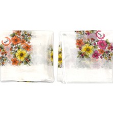 Naz İpek 2'li Set  Pamuklu Ortası Boş Kenarı Çiçekli Oyalanacak Yazma 100X100 cm Eşarp