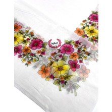 Naz İpek 2'li Set  Pamuklu Ortası Boş Kenarı Çiçekli Oyalanacak Yazma 100X100 cm Eşarp