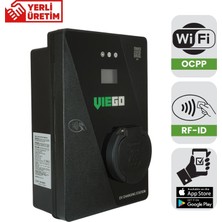 Viego Wallbox Şarj Istasyonu Ocpp, Wi-Fi, Mobil Uygulama, Ekran, Type2 22KW Soketli 32A 380V Tüm Elektrikli ve Hibrid Araçlarla Uyumlu