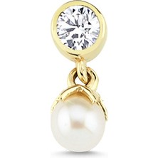 Altın Sepeti Altın Tektaşlı Inci Sallantı Tragus Piercing