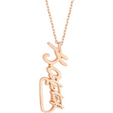 Altın Sepeti Rose Gümüş Dikey Atatürk Imzası Kolye