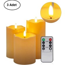 Yenilzd Alevsiz Titreyen LED Mum Dekoratif 3 Lü Set Kumandalı