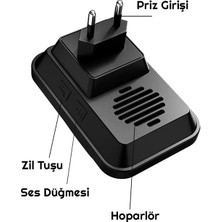 Yenilzd 2 Buton 1 Alıcı Pil Gerektirmeyen Kablosuz LED Kapı Zili