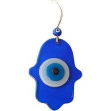 Mixperi Nazar Boncuklu Şeffaf Mavi Fatma Ana Bereket Eli Cam Duvar Süsü