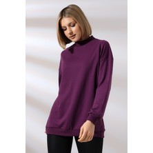 Endies Yarım Balıkçı Yaka Uzun Sweatshirt 19556 Mürdüm