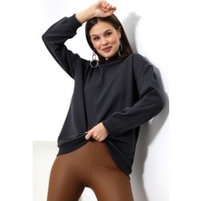 Endies Yarım Balıkçı Yaka Uzun Sweatshirt 19556 Füme
