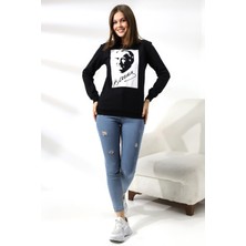 Endies Atatürk Baskılı Sweatshirt 19159 Siyah