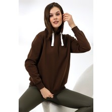 Endies Şardonlu Kapüşonlu Sweatshirt 19491 Kahve