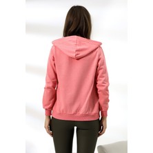 Flyboard Şardonlu Fermuarlı Kapüşonlu Sweatshirt 19116 Pembe