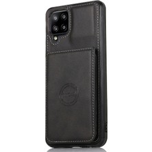 Seashell Digital [dahili Manyetik Metal Sac] Koruyucu Kart Tutucular Pu Derlım Pc Tpu Hibrid Telefon Kılıfı Samsung Galaxy A12-BLACK Için (Yurt Dışından)