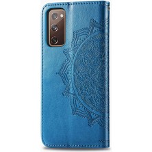 Seashell Digital Samsung Galaxy S20 Fe 4g/fe 5G/S20 LITE/S20 Fe 2022-BLUE Için Kabartmalı Mandala Çiçek Cüzdan Deri Kabuk (Yurt Dışından)