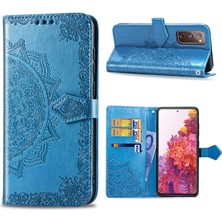 Seashell Digital Samsung Galaxy S20 Fe 4g/fe 5G/S20 LITE/S20 Fe 2022-BLUE Için Kabartmalı Mandala Çiçek Cüzdan Deri Kabuk (Yurt Dışından)