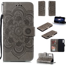 Seashell Digital Samsung Galaxy A50/A50S/A30'LAR Için Mandala Çiçek Deri Cüzdan Kılıf Telefon Kapak-Grey (Yurt Dışından)