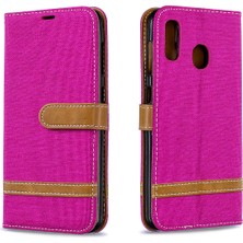 Seashell Digital Samsung Galaxy A20/A30-ROSE Için Iki Tonlu Jean Bez Pu Deri Deri Flip Case (Yurt Dışından)