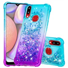 Seashell Digital Samsung Galaxy A10S-SKY Mavi/mor Için Gradyan Glitter Quicksand ve Tpu Telefon Kabuğu (Yurt Dışından)