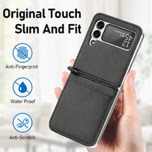 Seashell Digital Samsung Galaxy Z Flip3 Için Slim Işık Kart Yuvası Tasarımı Şık Pu Deri Telefon Kılıfı (Yurt Dışından)