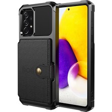 Seashell Digital Samsung Galaxy A73 5g Tpu+Pu Deri Cüzdan Kickstand Fonksiyonu Manyetik Metal Sac-Siyah ile Cep Telefonu Kasası (Yurt Dışından)