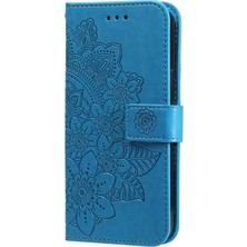 Seashell Digital Çift Taraflı Toka Telefon Kasası Baskı Çiçek Deseni Pu Deri Standı Cüzdan Flip Kabuğu, Samsung Galaxy S22 Ultra 5g-Blue Için Kordonlu (Yurt Dışından)