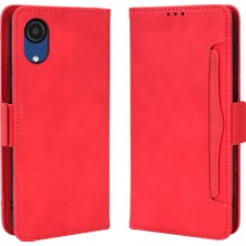 Seashell Digital Samsung Galaxy A03 Için Çekirdek Her Şey Dahil Koruma Anti-Drop Anti-Drop Çok Kart Yuvaları Cüzdan Kılıf Flip Premium Pu Deri Stand Telefon Kabuğu Kapak-Kırmızı (Yurt Dışından)