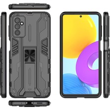 Seashell Digital Samsung Galaxy M52 5g-Black Için Kickstand ile Sert Pc+Yumuşak Tpu Hibrit Kılıf Mobil Telefon Kapağı (Yurt Dışından)