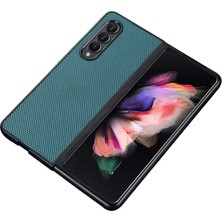 Seashell Digital Samsung Galaxy Z Fold4 Için 5g Giyim Dayanıklı Naylon Doku Pu Deri Kaplamalı Pc Iyi Korunmuş Telefon Kasası Mavisi (Yurt Dışından)