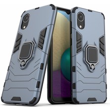 Seashell Digital Samsung Galaxy A03 Core-Dark Mavi Için Halka Kickstand Anti-Cratch Sert Pc Yumuşak Tpu Şok Emici Telefon Kasası (Yurt Dışından)