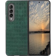 Seashell Digital Samsung Galaxy Z Fold4 Için 5g Pu Deri Kılıf Kaplamalı Pc+Tpu Çizgiye Karşı Telefon Kılıfı Timsah Doku Koruyucu Kapak Yeşillüğü (Yurt Dışından)