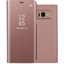 Seashell Digital Samsung Galaxy S8 Için Plus G955 Kaplamalı Ayna Yüzey Görünümü Deri Stand Mobil Kılıf Akıllı Cep Telefonu Aksesuar-Rose Altın (Yurt Dışından)