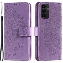 Seashell Digital Samsung Galaxy A13 Için 4g Şok Geçirmez Cüzdan Tasarımı Baskılı Mandala Çiçek Pu Deri Deri Telefon Flip Cover Cover-Purple (Yurt Dışından)