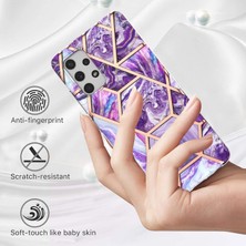 Seashell Digital [kablosuz Şarj Destek] Mermer Desen Baskı Imd Elektrokaplatma Samsung Galaxy A32 4g (Ab Versiyonu) Için Yumuşak Tpu Telefon Kılıfı -Dark Purple (Yurt Dışından)