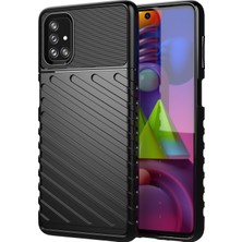 Seashell Digital Samsung Galaxy M51-BLACK Için Thunder Serisi Twill Doku Tpu Telefon Kılıfı (Yan Parmak Izi) (Yurt Dışından)