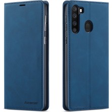 Seashell Digital Samsung Galaxy A21-BLUE Için Dizisi Ipeksi Dokunmatik Cüzdan Deri Cep Telefonu Kapağı (Yurt Dışından)