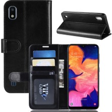 Seashell Digital Samsung Galaxy A10-BLACK Için Çılgın At Cüzdan Deri Mobil Kapak (Yurt Dışından)