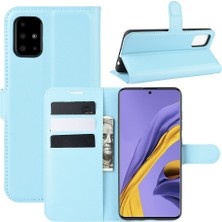 Seashell Digital Litchi Skin Pu Deri Cüzdan Telefon Kılıfı Manyetik Kapatma Şok Geçirmez Flip Stand Kapağı Samsung Galaxy A51 4g-Baby Mavi (Yurt Dışından)