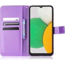 Seashell Digital Samsung Galaxy A03 Için Çekirdek Şok Geçirmez Cüzdan Stand Koruyucu Kapak Elmas Doku Yumuşak Pu Deri Flip Case Strap-Purple ile (Yurt Dışından)