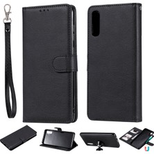 Seashell Digital Samsung Galaxy A50/A50S/A30'LAR Için Söndürülebilir 2'si 1'ör Kılıf Pu Deri Deri Stand Cüzdan Kapağı Strap-Black (Yurt Dışından)