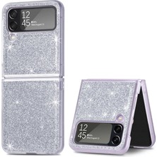 Seashell Digital Samsung Galaxy Z Flip4 Için 5g Anti-Drop Glitter Pulins Telefon Kapağı Pu Deri Kaplamalı Pc Sert Cep Telefonu Kılıf Silver (Yurt Dışından)