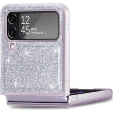 Seashell Digital Samsung Galaxy Z Flip4 Için 5g Anti-Drop Glitter Pulins Telefon Kapağı Pu Deri Kaplamalı Pc Sert Cep Telefonu Kılıf Silver (Yurt Dışından)