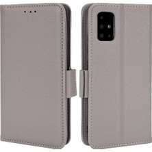 Seashell Digital Samsung Galaxy A51 5g SM-A516 Pu Deri Deri Flip Telefon Kılıfı Litchi Doku Cüzdan Stand Şok Geçirmez Koruyucu Kapak Grey (Yurt Dışından)