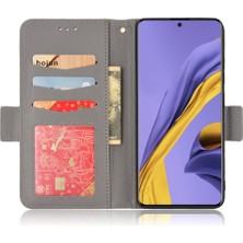 Seashell Digital Samsung Galaxy A51 5g SM-A516 Pu Deri Deri Flip Telefon Kılıfı Litchi Doku Cüzdan Stand Şok Geçirmez Koruyucu Kapak Grey (Yurt Dışından)