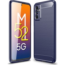 Seashell Digital Karbon Fiber Fırçalanmış Doku, Samsung Galaxy M52 5g-Mavi Için Karbon Fiber Fırçalı Doku Karak Yumuşak Tpu Kaymaz Telefon Kapağı (Yurt Dışından)