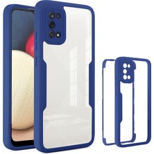 Seashell Digital 360 Derece Her Şey Dahili Telefon Kılıfı Pet Ekran Koruyucusu+Akrilik Arka Panel+Samsung Galaxy A02S (166.5X75.9X9.2MM) Için Tpu Çerçeve Kapağı -Navy Mavi (Yurt Dışından)