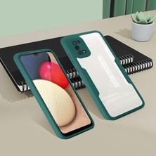 Seashell Digital 360 Derece Her Şey Dahili Telefon Kılıfı Pet Ekran Koruyucusu+Akrilik Arka Panel+Samsung Galaxy A02S (166.5X75.9X9.2MM) Için Tpu Çerçeve Kapağı -Navy Mavi (Yurt Dışından)